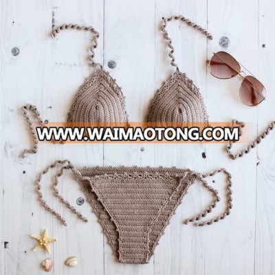 Bikini Set Guava Triangle Crochet Bikini Set Crochet Bathing Suit Crocheted Swimsuit Crochet Swimwear