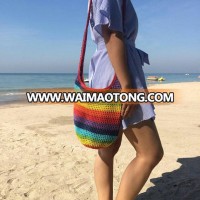 Rainbow Colorful Bohemian Cute Cross Women's bag Handmade bag Crochet bag